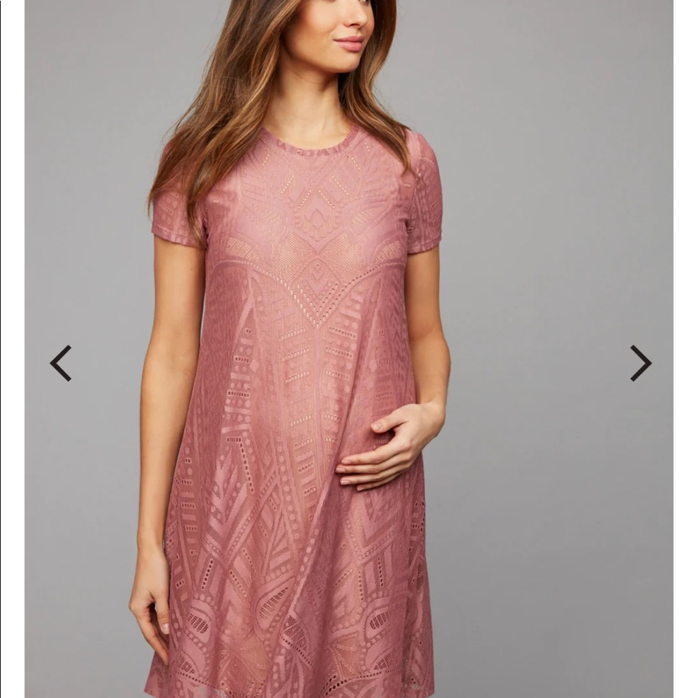 NWT Maternity BCBG XS pink lace dress